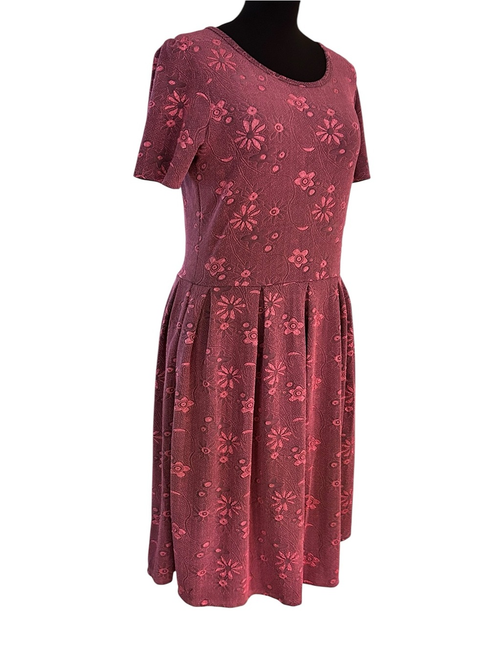 LuLaRoe Amelia Size 2 XL Womens Dress Rose Pink Raised Floral New NWT 22-24 - Picture 7 of 12